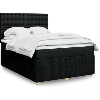 Cama “Obsidiana” con Box Spring y Colchón Tela Negra 160x200 cm