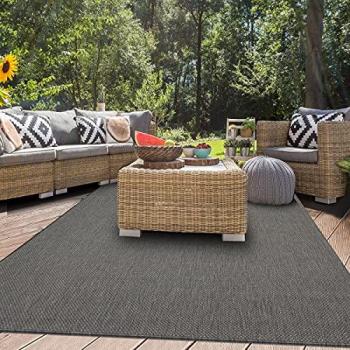 Tapis d'Extérieur Kilim 80x200 Couleur Anthracite