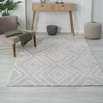 Wohnzimmer-Highlight: Hochflor‑Teppich im modernen Grau, 160x230 cm