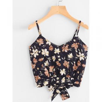 V‑Cuello Sólido Regata Floral