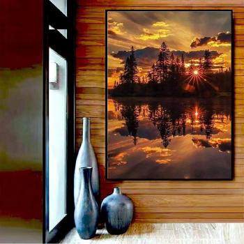Fai da Te 5D: Lavagna a Croce con Diamante – Paesaggio Lacustre 20x30cm