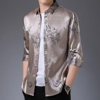 Chemise à manches longues pour homme, style streetwear floral, coupe régulière, printemps 2022