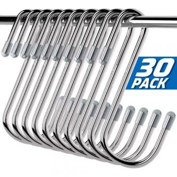 Durable 30‑Piece Stainless Steel S‑Hook Set – Kitchen, Bathroom, Closet
