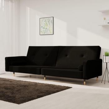 VidaXL Schlafsofa 2-Sitzer Schwarz Samt mit 2 Kissen