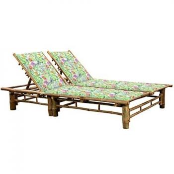 Lettino Prendisole Doppio con Cuscini in Bambù