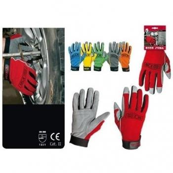 Guante de trabajo Juba cuero sintético spandex velcro 10 rojo