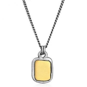 Haze & Glory Lange Wisdom Kette – 925 Silber, vergoldet, rechteckig