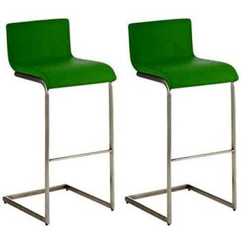 Grüner Newport 2er Barhocker Satz – Kunstleder & Fußstütze