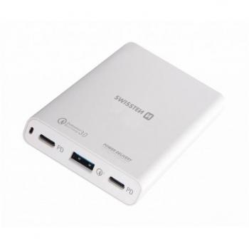 Chargeur Biface USB‑C 60 W (PD) et USB QC 3.0 – Blanc