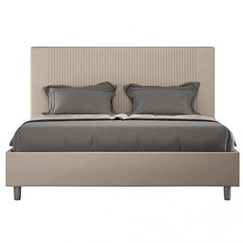 Cama Matrimonial Tapizada sin Somier 160x200 cm en Simil Piel Gris Tórtola Goya