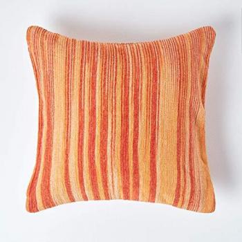 Housse de coussin en chenille orange 45 cm