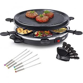 Raclette und Tischgrill für 6 Personen, 800W, runde Antihaft-Oberfläche