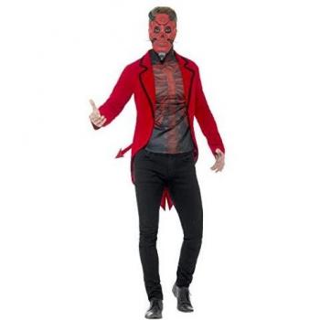 Disfraz de Diablo Rojo Smiffys, Día de Muertos, Chaqueta y Máscara, Talla L (42-44)
