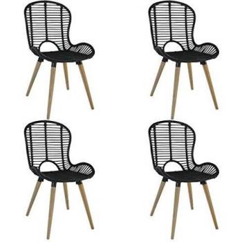 VidaXL 4 Chaises de salle à manger en rotin naturel pour intérieur