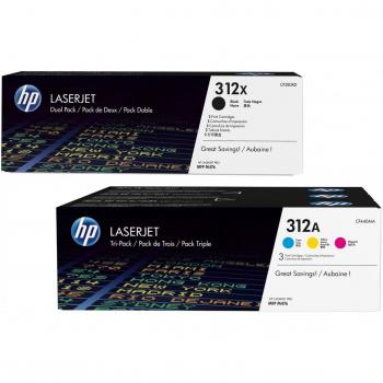 Set HP 312X/312A Toners Negro, Cian, Magenta, Amarillo