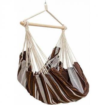 Amaca per Sedersi 2 Persone 185x130cm Perno Girevole Righe Marroni