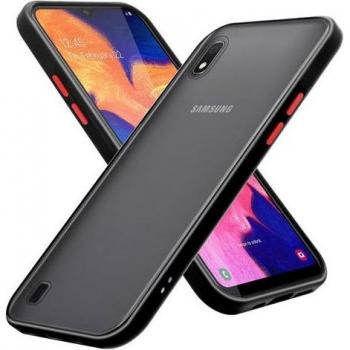 Cadorabo Cover Smartphone Nero Opaco con Bottoni Rossi per Galaxy A10/M10