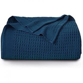 BEDSURE SeaBlue Waffle Throw – Sofa & Bed Blanket