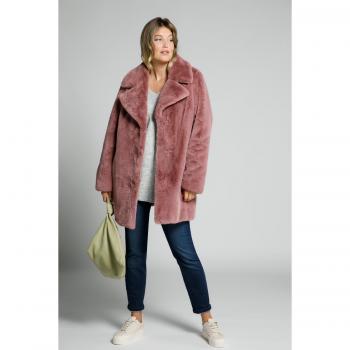 Women's Plus Size Teddy Fur Coat, Fully Lined, Pink, Size 20/22, Polyester