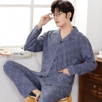 Plaid Cotton Pajama Set for Men 2 Pieces Lounge Wear