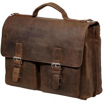 Leonhard Heyden Salisbury Leather Briefcase with Laptop Compartment 39 cm Brown