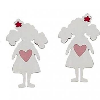 Pendientes Agatha Ruiz de la Prada colección BETTY plata 925m 9 mm muñeca detalle floral