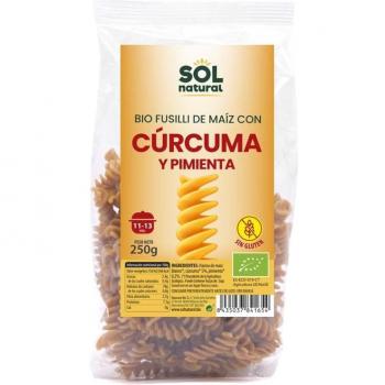 Fusilli de Maiz con Curcuma y Pimienta Sin Gluten Bio Vegan 250g Solnatural