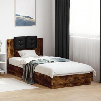 Wooden Bed Frame Smoked Oak 100x200 cm vidaXL
