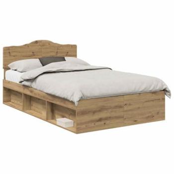VidaXL Solid Pine Bed Frame: Artisan Oak, 135x190cm