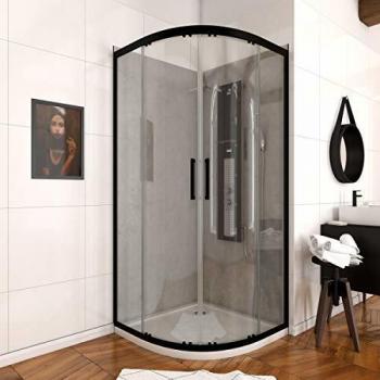 Marwell CITY Mampara ducha cristal 90x90x200cm negro mate