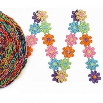 DIY Wedding Daisy Flower Lace Trim Knitting Ribbon, Handmade Patchwork Supplies, 7 Yards/Set