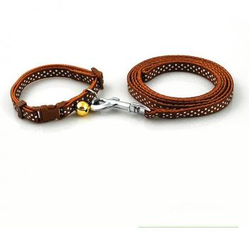1.0cm Width Polka Dot Style Dog Collar and Leash Set