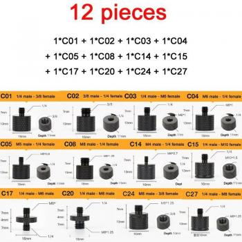 Selfie Stick Thread Converter 1/4 3/8 M8 M6