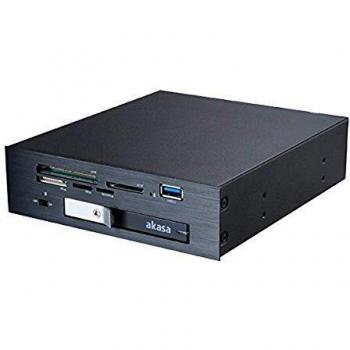Akasa 2.5 SATA Drive Tray Rack with USB 3.0 Card Reader – 5.25 Bay, Black