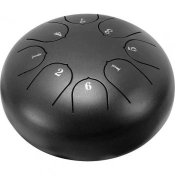 Trommel‑Handpan „Panzer 6“ – Stahlzunge, 8 Melodien, kompakt, mit Zubehör