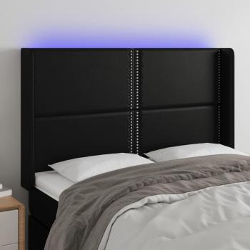 Cabecero LED cuero sintético negro 147x16x118/128 cm vidaXL