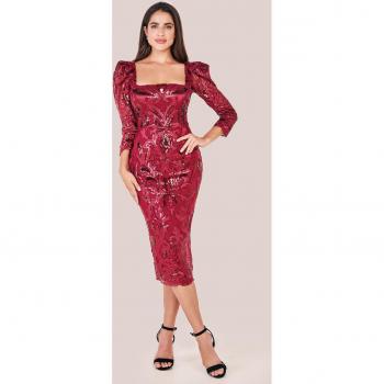 Square Neck Scalloped Lace Midi