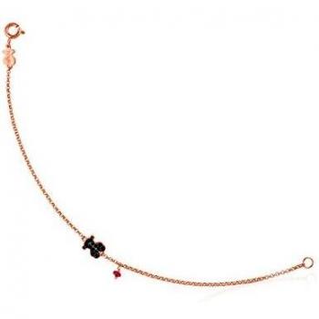 Pulsera de mujer TOUS Motif en oro de 18 kt y plata rosa con rubí y espinela