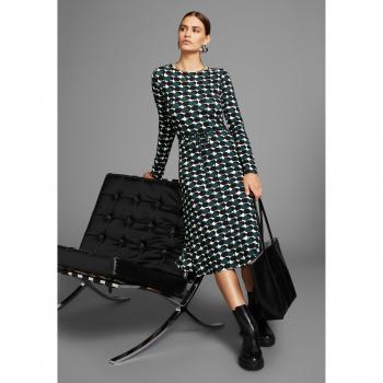 Wadenlanges Jerseykleid mit modernem Print