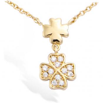 Collar 'Clover' de 16x8 mm en oro blanco