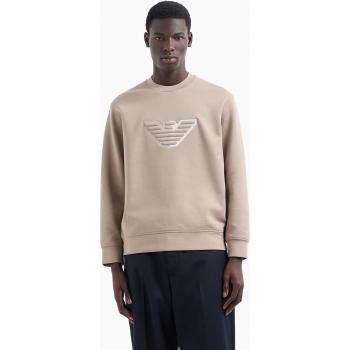 Emporio Armani Medium Felpa Beige con Simbolo Eagle