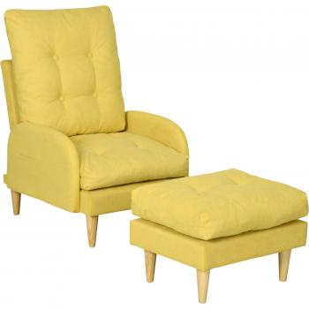 HOMCOM Upholstered Armchair with Footstool Set