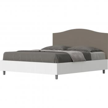 Cama Grace 160x200 con Cabecero de Cuero Sintético Capuchino