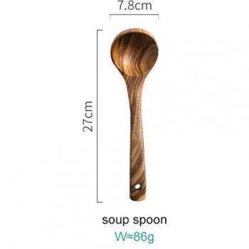 Teak Wood Kitchen Utensils: Spoon, Ladle, Skimmer