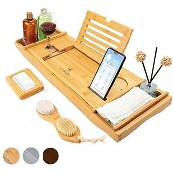 JOSKEL Bath Tray with Wine Glass Holder