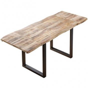 Sam® Baumkanten-Esstisch in Mango Natur – 2 schwarze Ansteckplatten, 160 × 90 cm