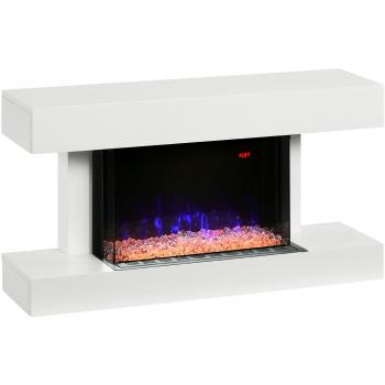 HOMCOM Chimenea eléctrica MDF y acero, vidrio templado, 1000W/2000W