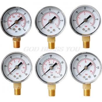 40mm Gesichtsdruckanzeige 1/8 BSPT Untere Befestigung 15,30,60,100,160,200,300 PSI & Bar für Flüssigkeiten