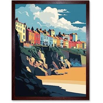 Maritime Mural: Tenby Beach Scene Print (W12 x H16)