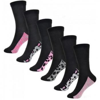 RJM Damen Socken im Tierdesign (6er Set) UK 4-7 schwarz